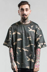 Army Green Camo Bat Sleeve T-Shirt