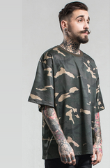 Army Green Camo Bat Sleeve T-Shirt