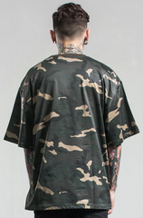 Army Green Camo Bat Sleeve T-Shirt