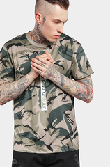 Gothic Font Digital Print Camo Shirt